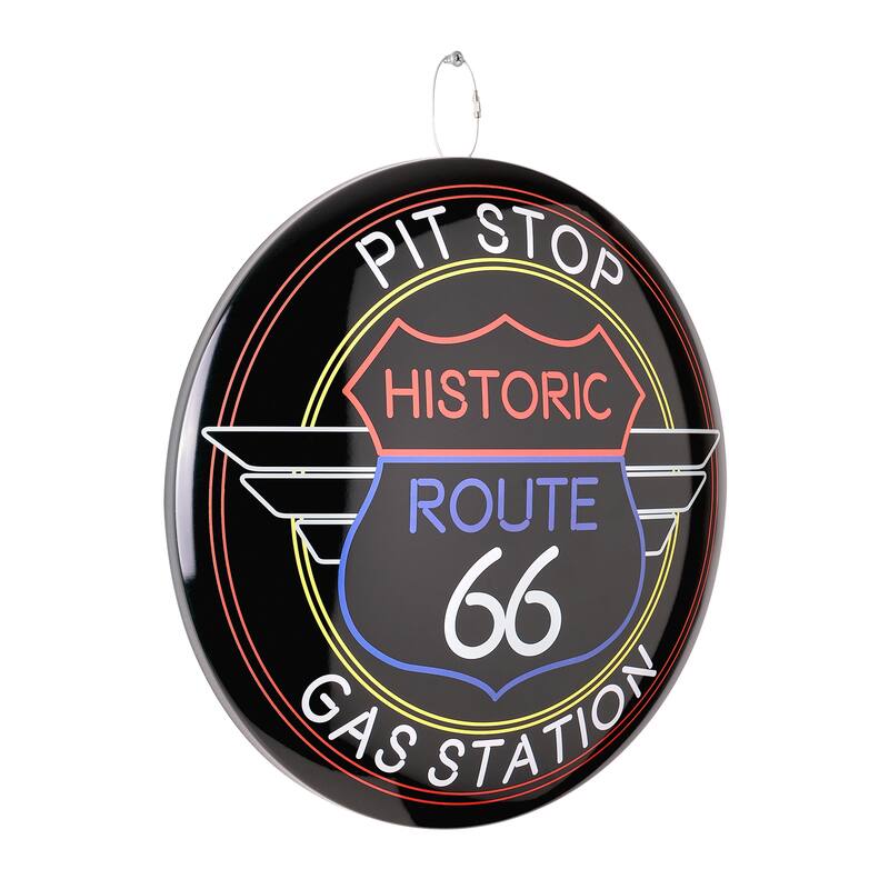 American Art Decor Round Dome Metal Sign - 15" x 15" - Route 66 Sign
