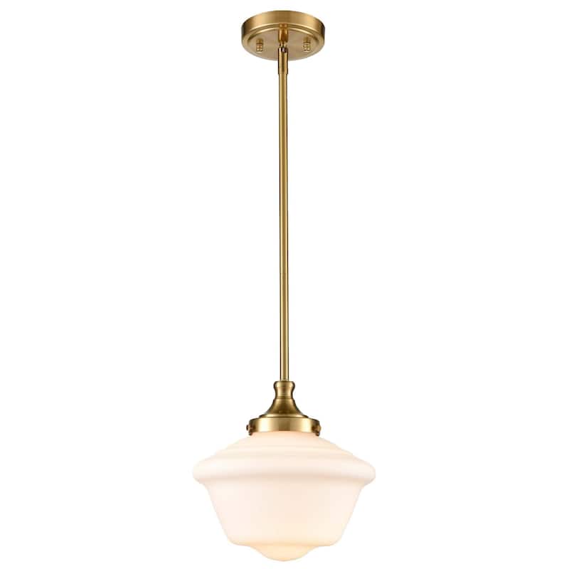 Antalya Schoolhouse Pendant Light Fixture with Milk Glass Shade 1-Light