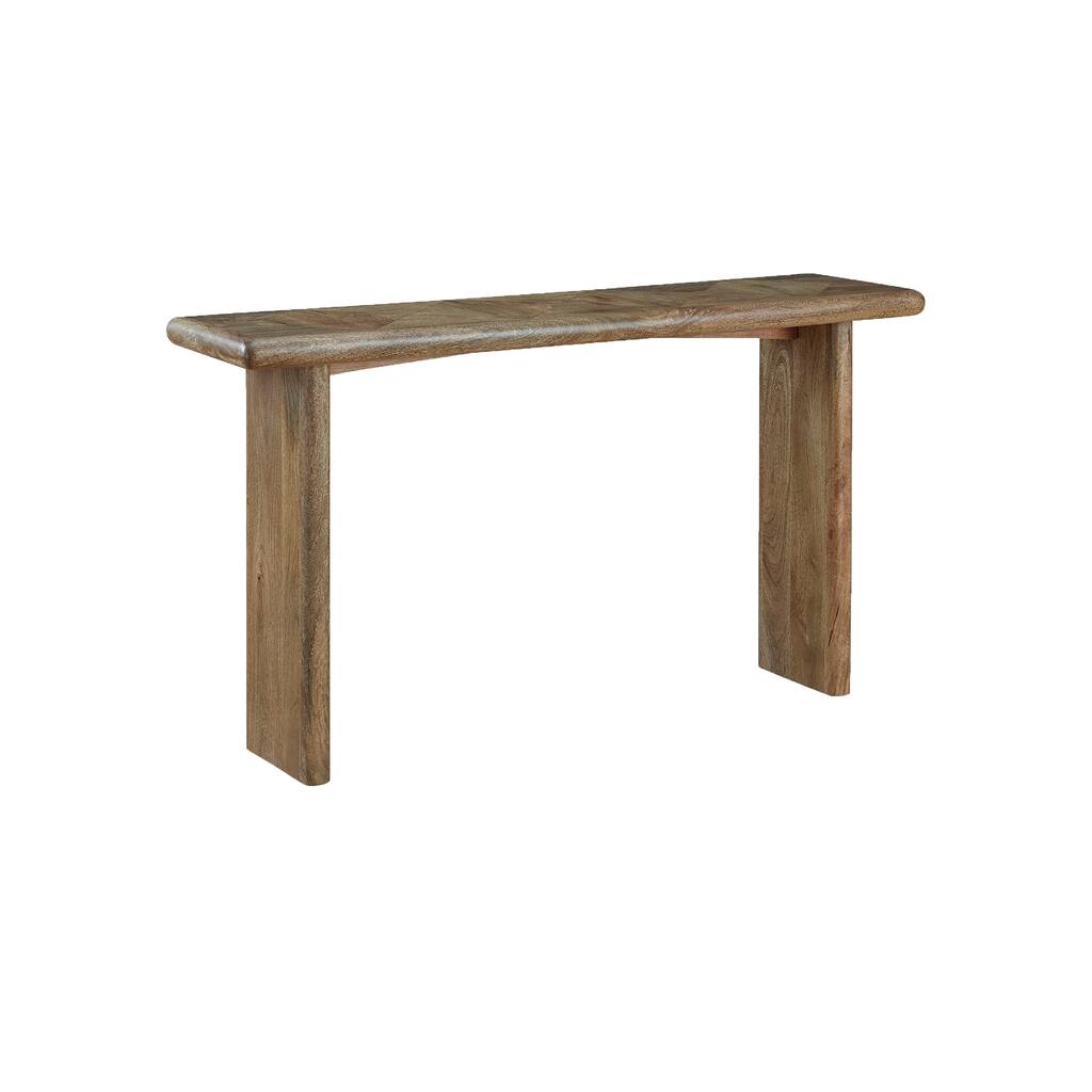54 Inch Sofa Console Table, Rustic Brown Mango Wood, Straight Side Panels
