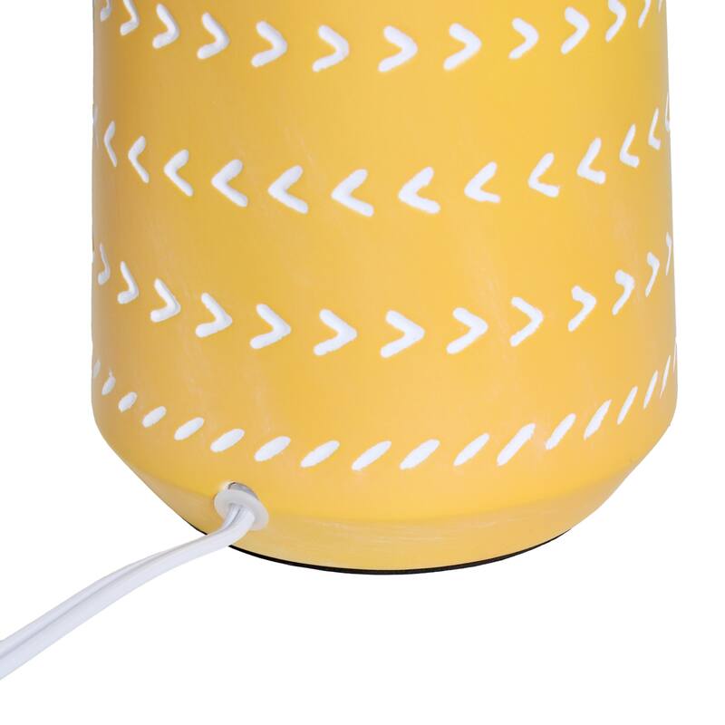Tribal Style Hand Painted Ceramic Table Lamp with Drum Shade - 17" - Yellow