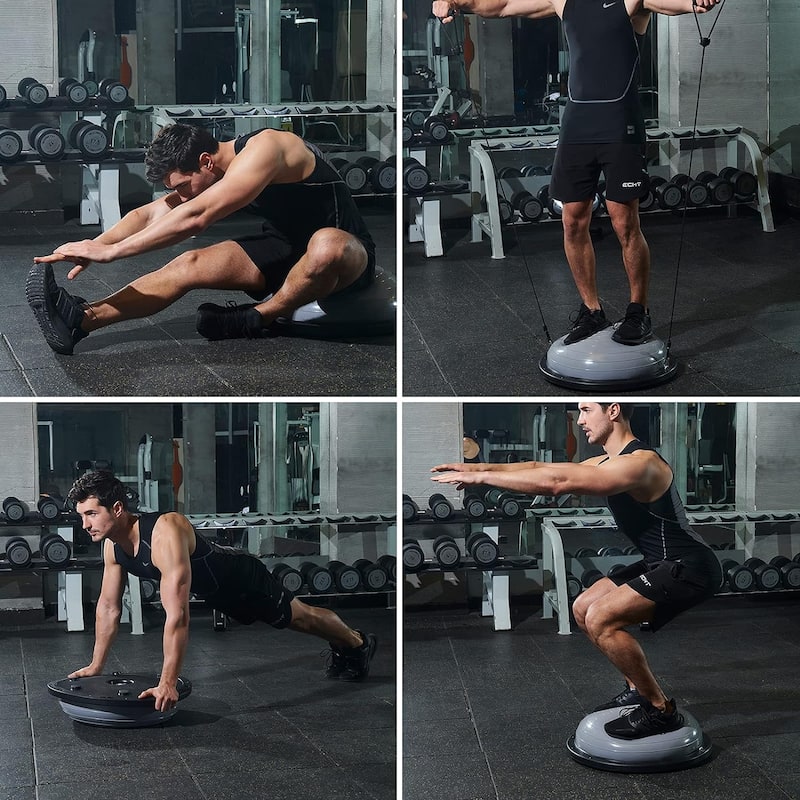 Half Ball Balance Trainer, Balance Ball, Exercise Half Ball w/Resistance Bands,Yoga Balance Ball Anti Slip Surface w/ Foot Pump