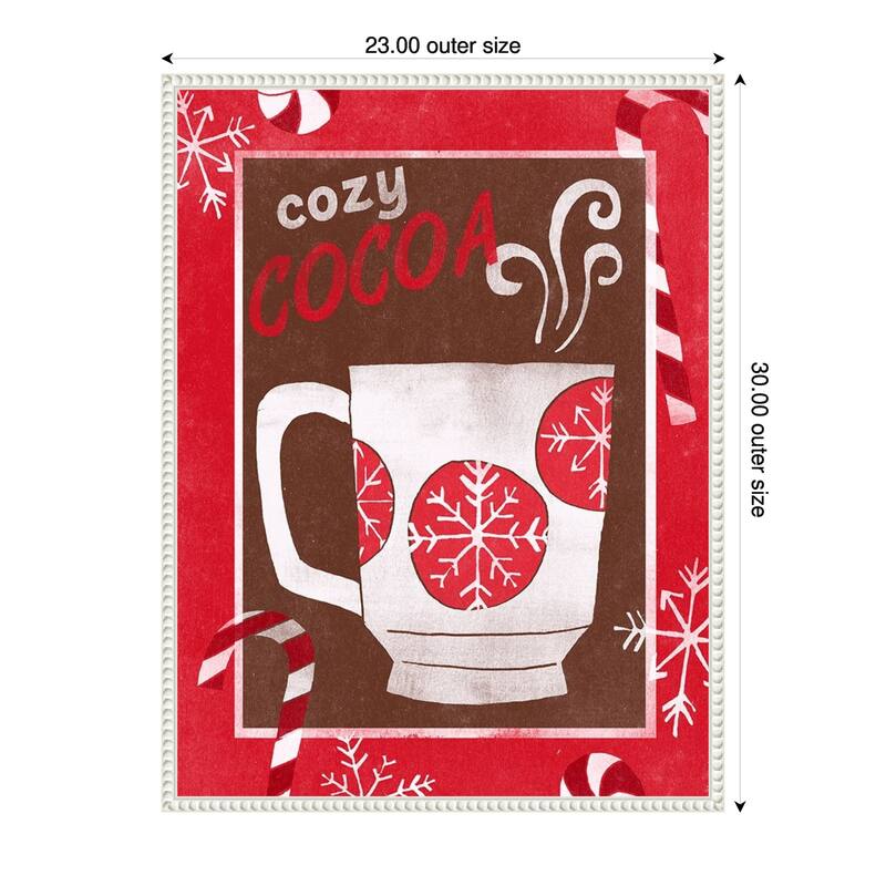 Cozy Cocoa Christmas I by June Erica Vess (23 x 30 in.), Framed Canvas Wall Art Print - Sylvie Beaded White