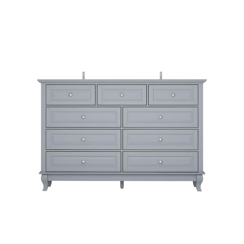55.1"W 9-Drawer Dresser: Spacious and Sleek Design Chest Lacquer
