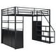 preview thumbnail 7 of 28, Metal Loft Bed with Bulit-in Wardrobe and Storage Staircase, Full Size Loft Bedframe with Locker and Storage Shelves for Kids