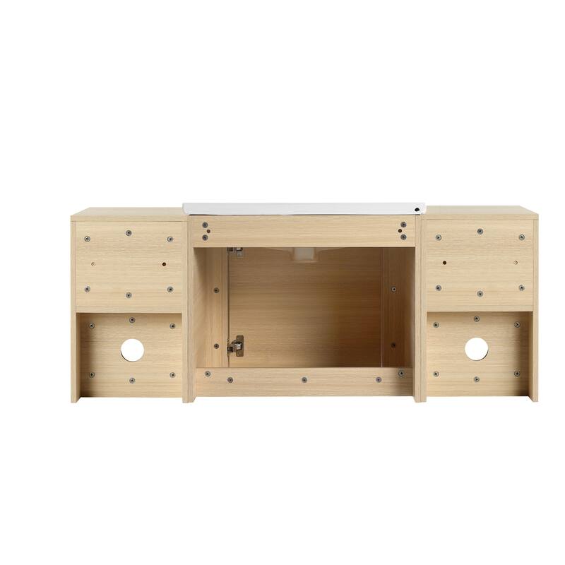 Malwee 24"/36"/48"/60" Floating Bathroom Vanity, Wall Mounted Bathroom Vanity with Ceramic Sink,Soft Close Door and Shelf