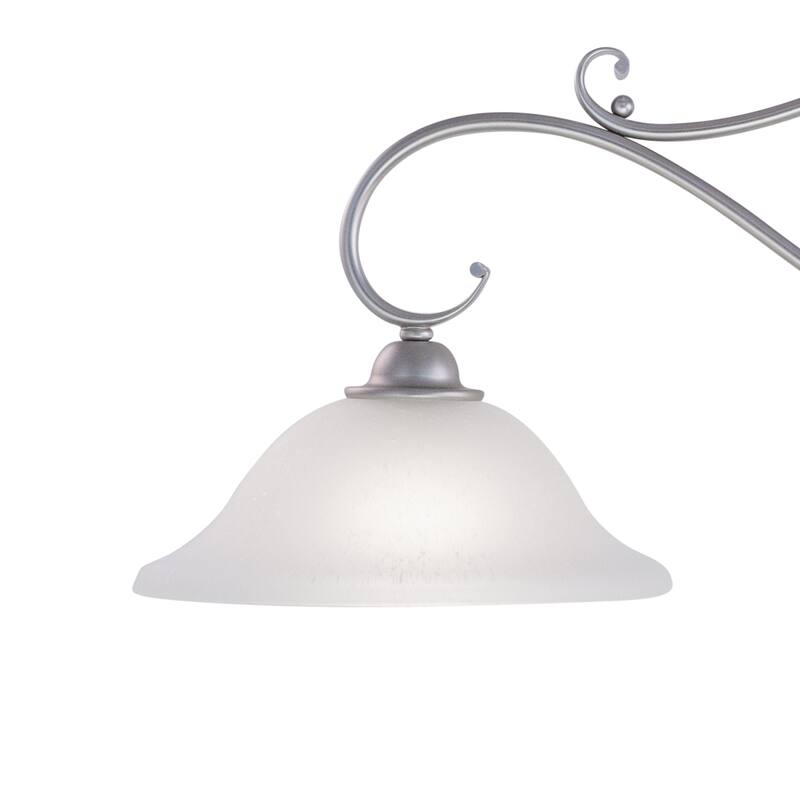 3 Light Linear Chandelier Pendant Light - Nickel Finish, White Glass Shade - Island Kitchen Dining Room - 20.25