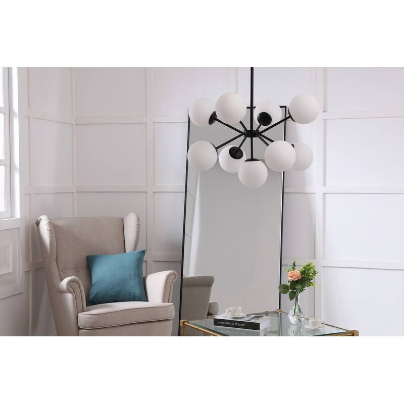 Starlight 27-Inch Frosted 9-Light Pendant - Black