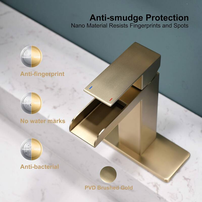 PROOX Bathroom Waterfall Faucet Single Handle with Drain Assembly