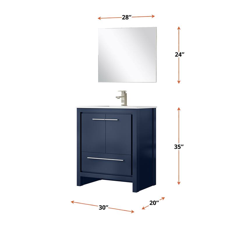 Lafarre Bath Vanity Quartz Top, Sink, Mirror & Brushed Nickel Faucet