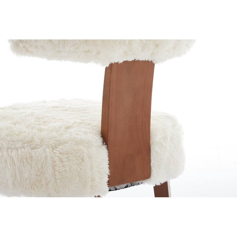 Set of 2 Modern Armless Dining Chairs With Curved backrest and Solid Wooden Legs for Dining Room Living Room