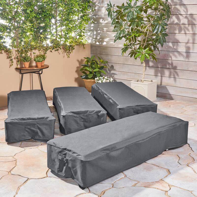 Shield Outdoor Chaise Lounge Cover (Set of 4) by Christopher Knight Home - Grey