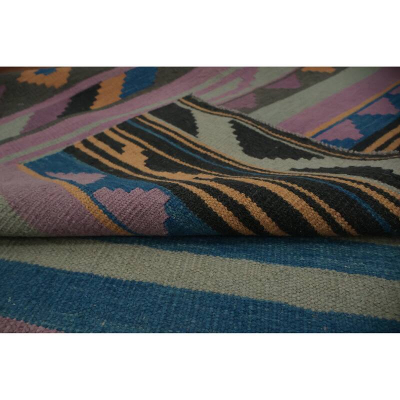 Hand Woven Oriental 100% Wool Carpet Southwestern Modern Purples Kilim Area Rug - 10' 0'' X 8' 5''