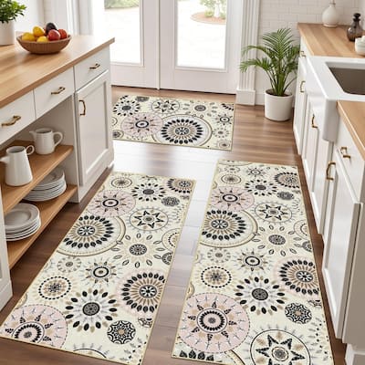 Boho Kitchen Rugs Non-Slip Washable Farmhouse Kitchen Mat 3 Piece Set - 20"x32"+20"x48"+20"x59"
