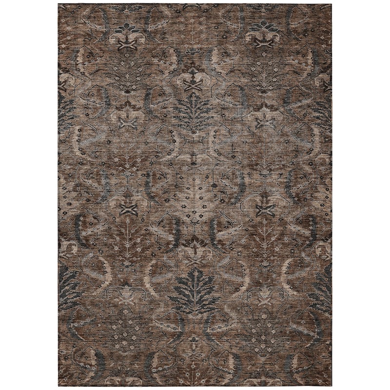 Machine Washable Indoor/ Outdoor Boho Traditional Chantille Rug