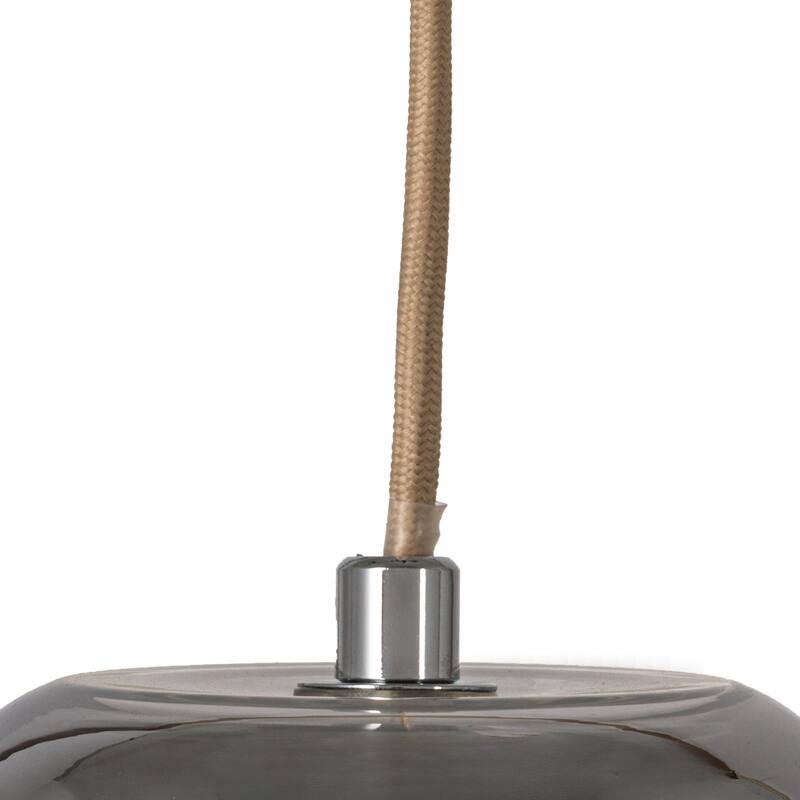 Glass and Metal Pendant Lamp, 6' Cord, Chrome Finish - 9.5"L x 9.5"W x 7.9"H