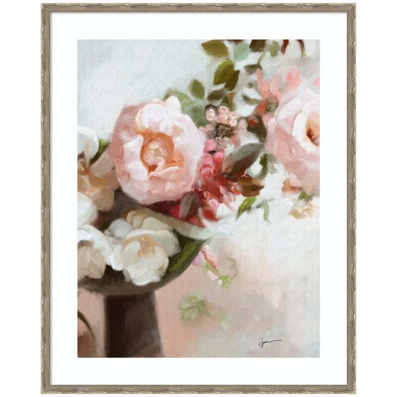 Kate and Laurel Everythings peachy by Mary Sparrow Framed Wall Art Print - 34 x 42 - Silver