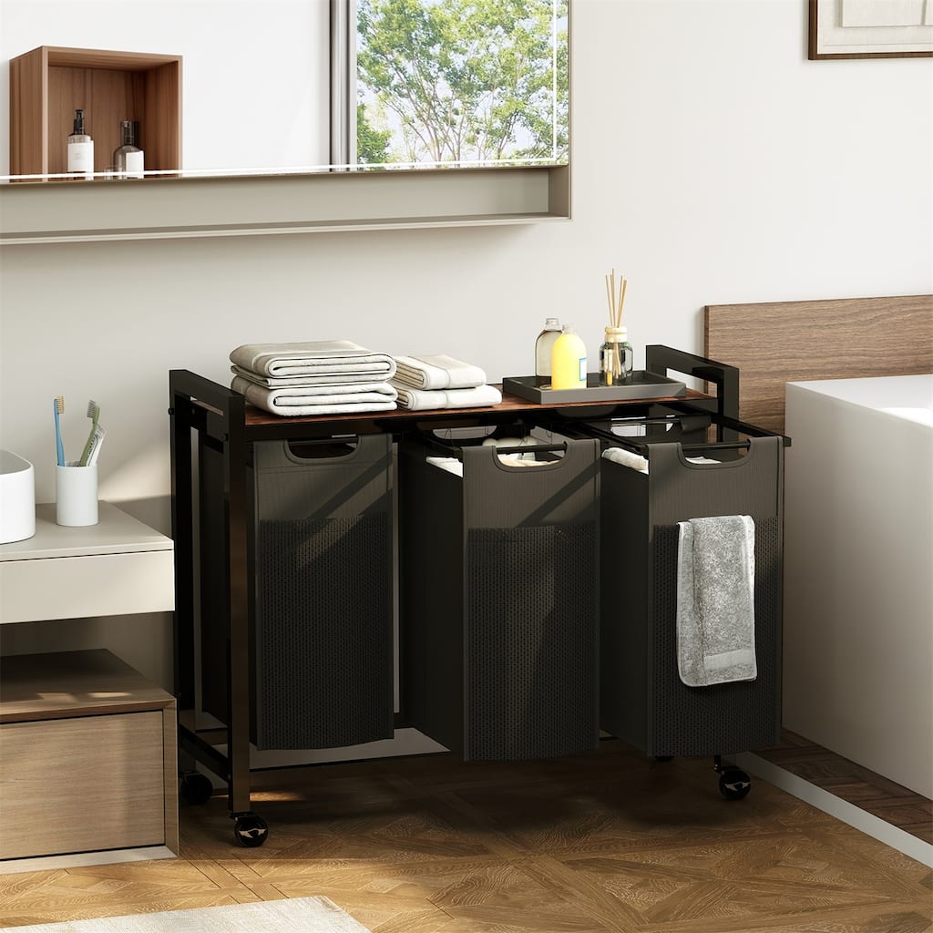 Laundry Hamper with Pull-Out Removable Sorter Bags