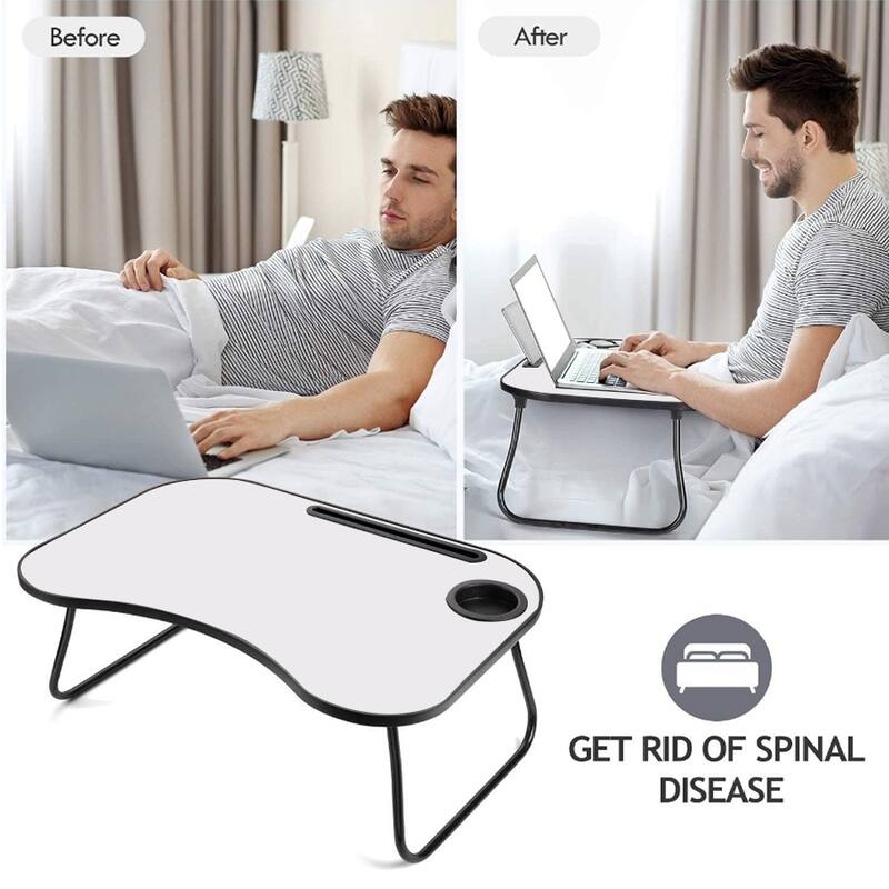 Laptop Stand for Bed Foldable Table with Cup Holder Bed Desk for Laptop,Drinks, Snacks