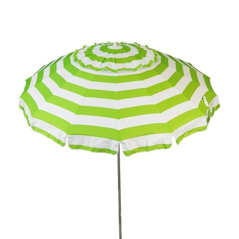 Premium 8 ft Yellow or Lime Stripe Patio & Beach Umbrella with Travel Bag