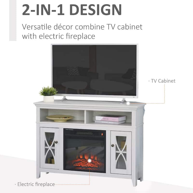 HOMCOM 2-IN-1 Wood Corner TV Stand with Media Center Console and Electric Fireplace, Fits 65'' TV