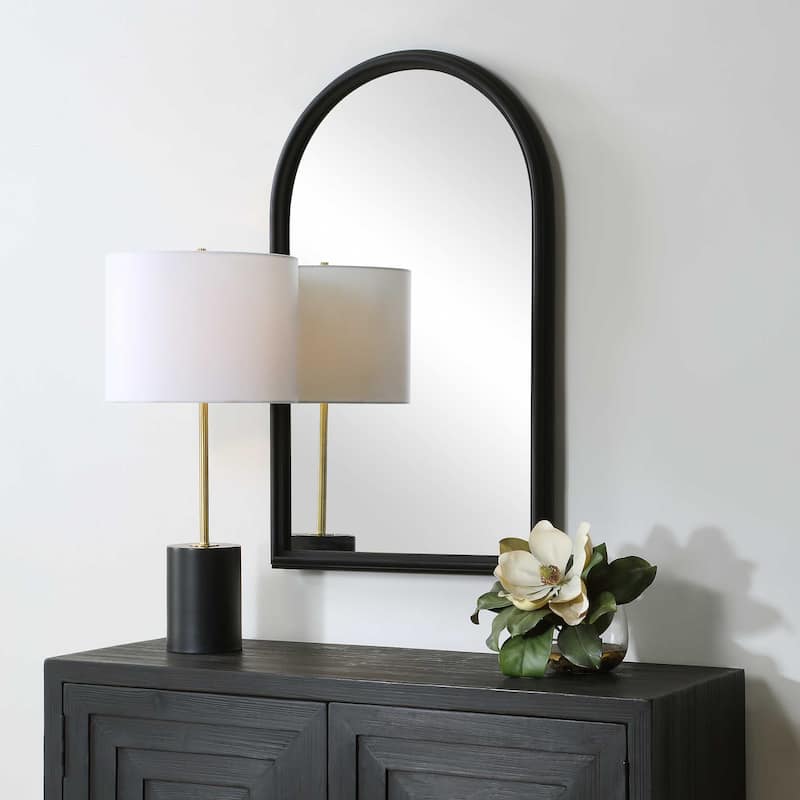 Copper Grove Black Aluminum Layered Arch Wall Mirror