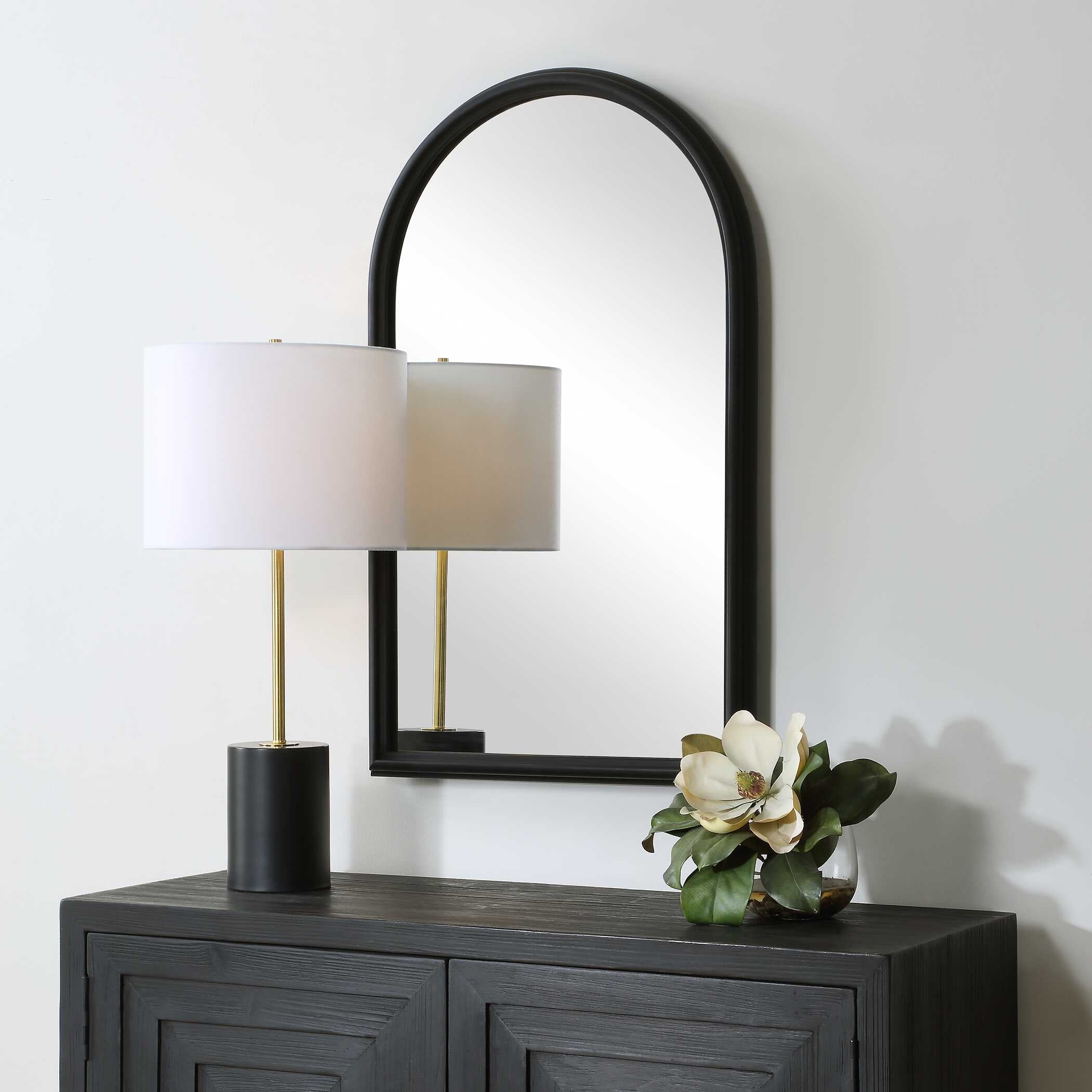 Copper Grove Black Aluminum Layered Arch Wall Mirror