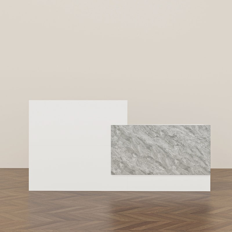 Reception Desk in White with Computer Surface and 4 Shelves