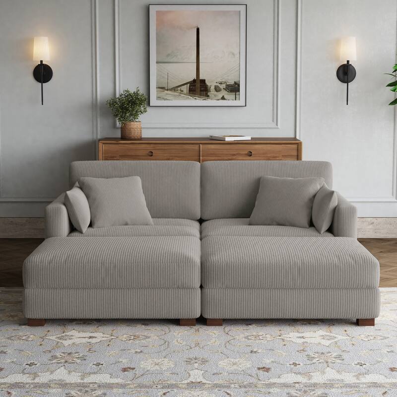 Sectional Sofa Set Modular Couch with Ottomans