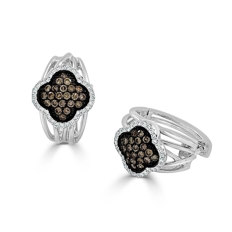 Joelle Collection Champaign Diamond & White Diamond Earrings 14K Gold 0.90ct TDW - White - White