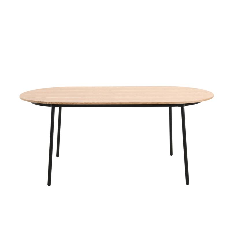 7-Piece Dining Set in Black Steel with 6 Chairs and Table Tule Collection by LeisureMod