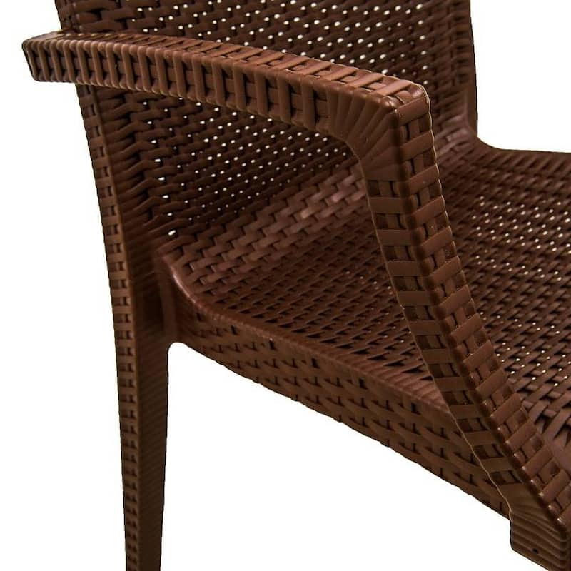 LeisureMod Mace 7-Piece Outdoor Dining Set with 4 Chairs 2 Arm Chairs - 28"