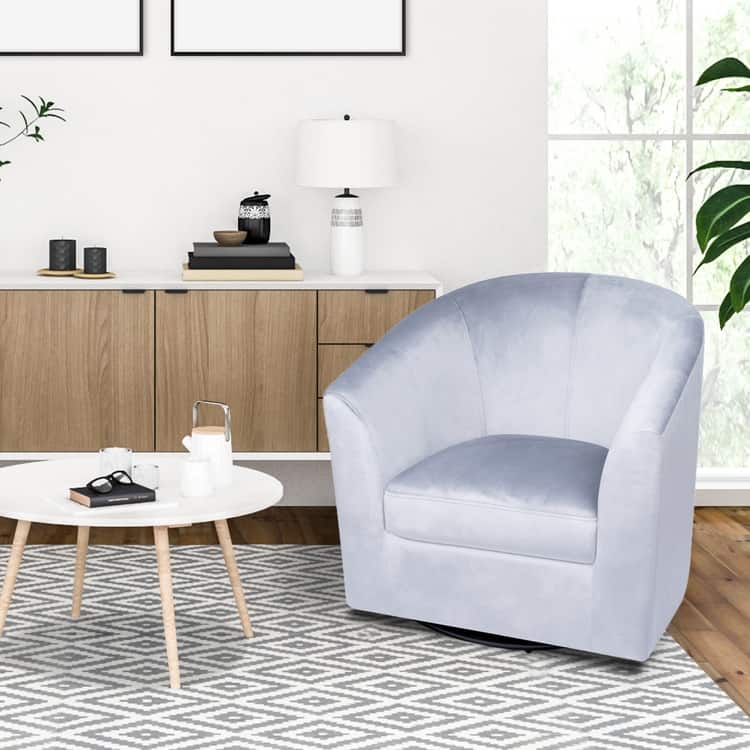 Ariana 360 Degree Swivel Barrel Chairs, swivel accent chairs for living room with armrest, bucket chairs for Home - Gray,Microfiber