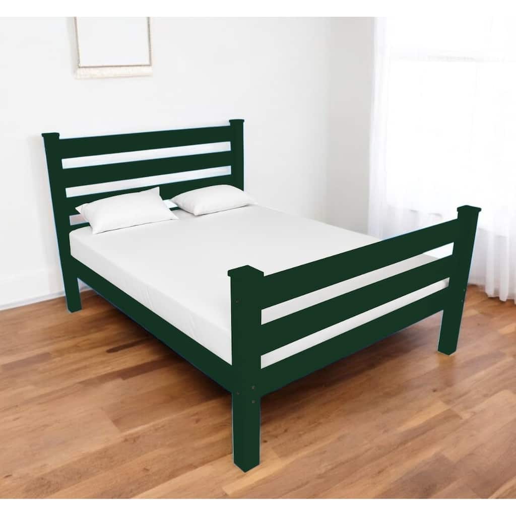 HomeRoots Dark Green Solid Wood Twin Bed Frame