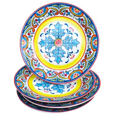 Euro Ceramica Zanzibar 4 Piece 8.75'' Salad Plate Set - 8.75 in. x 8.75 in. x 0.87 in.