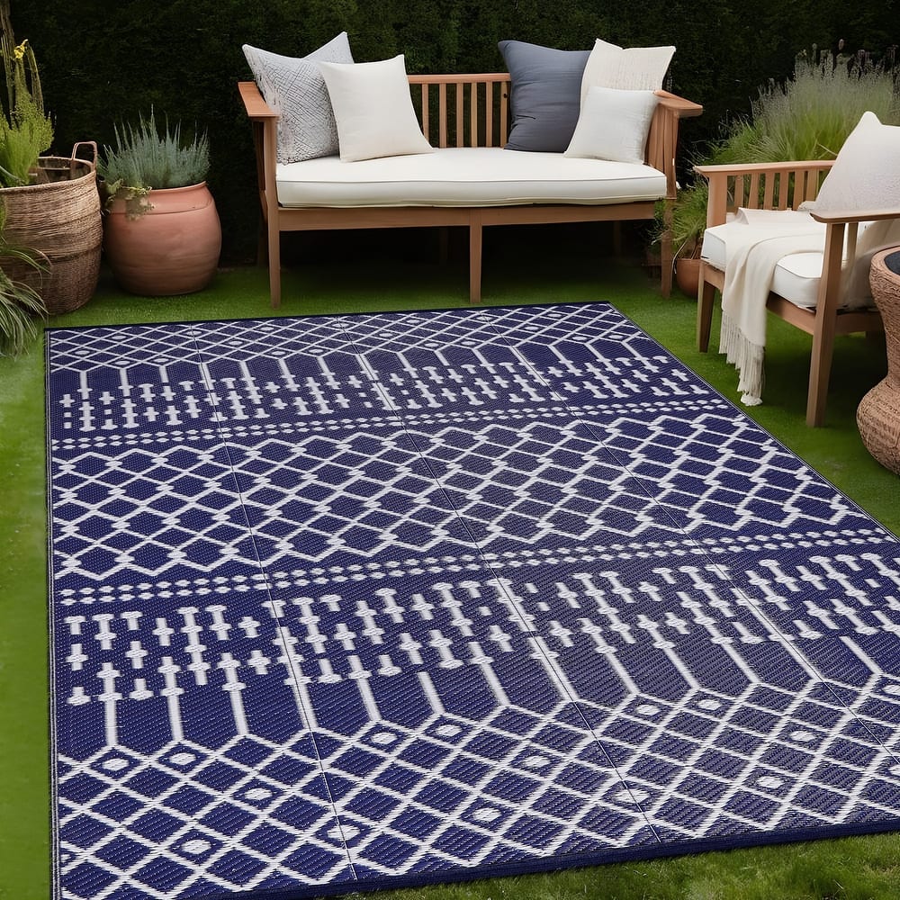 Beverly Rug Moroccan Trellis Outdoor Rug Waterproof for Patio, RV Camping
