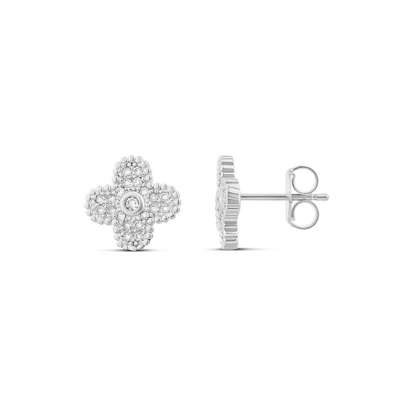 SHYMI Small Pave Flower Earrings - Silver