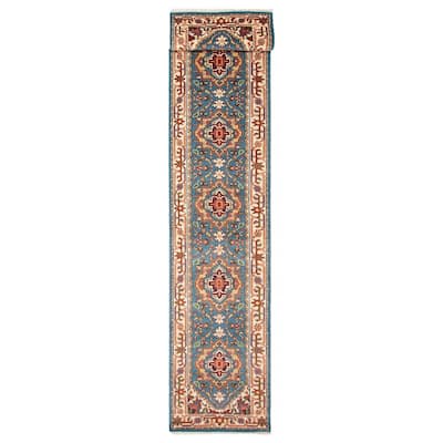 ECARPETGALLERY Hand-knotted Serapi Heritage Blue Wool Rug - 2'6 x 15'11