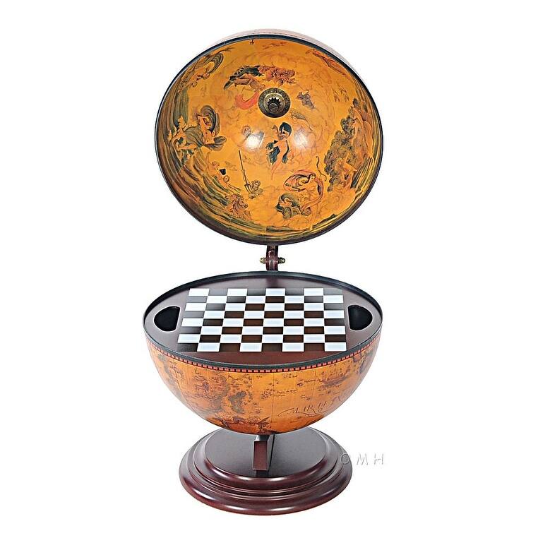 HomeRoots 13" X 15" X 19" Red Globe With Chess Holder - 13' X '19' X '15
