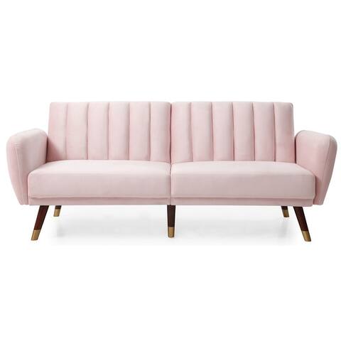 Siena Collection Tufted Velvet Upholstered Modern Convertible Sofa Bed