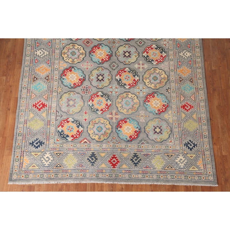 All-Over Kazak Area Rug Hand-Knotted Wool Carpet - 6'9" x 9'8"