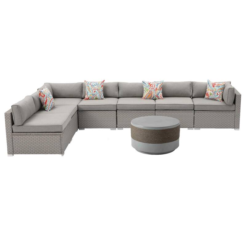COSIEST 8-piece PE Wicker Outdoor Sectional Set with Cushions