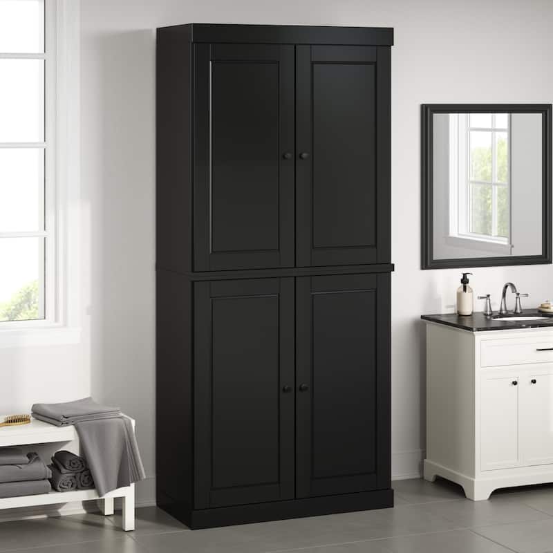 Palace Imports 100% Solid Wood Bathroom & Laundry Storage Cabinet, Raised Panel Doors, Adjustable Shelves, 32" Wide, 71.5" Tall