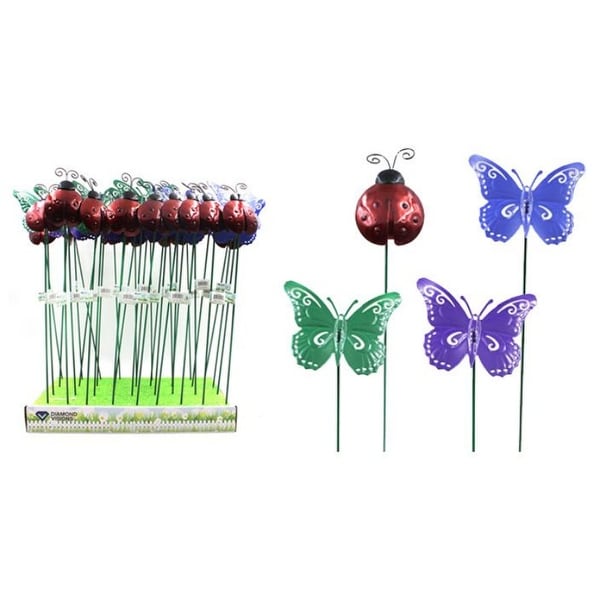 Metal Ladybug/butterfly Plant Stake - 36 Units
