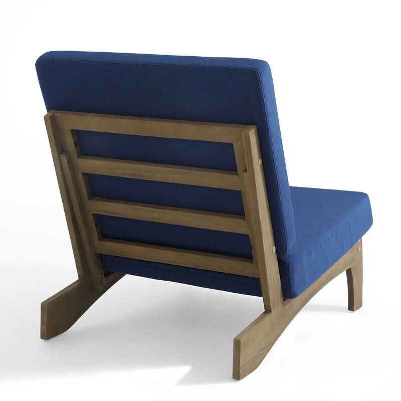 4Piece Wood Outdoor Loveseat Chair Conversation Set with Table Cushion