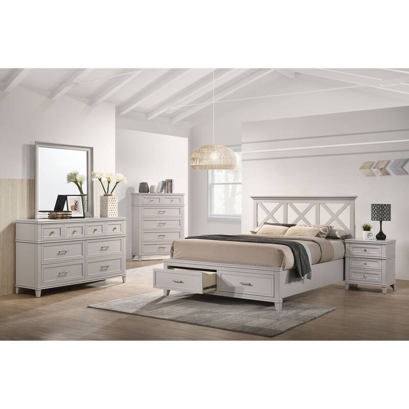 King Size Solid Wood Storage Bed with Transitional Style