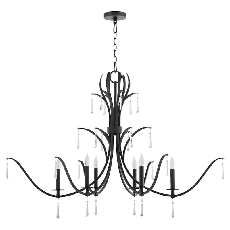 Quorum International 620-6 Majesty 6 Light 38" Wide Taper Candle - Matte Black