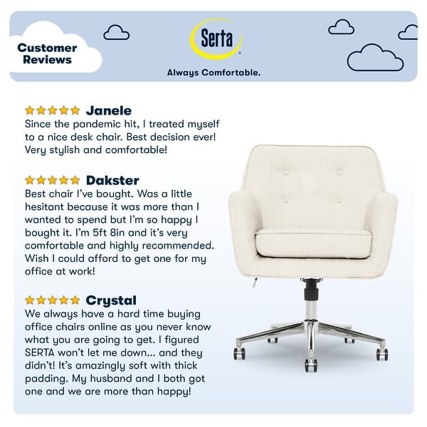 Serta Ashland Home Office Desk Chair with Button Tufted Mid-Back