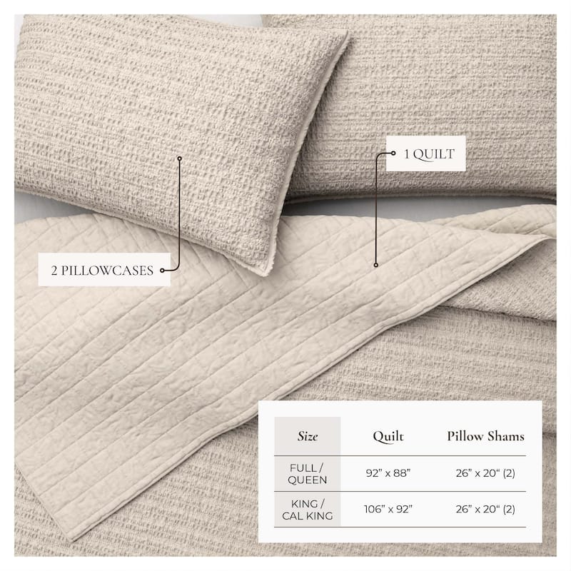 Linery & Co. Cotton Honeycomb Waffle Garment Washed Quilt Set