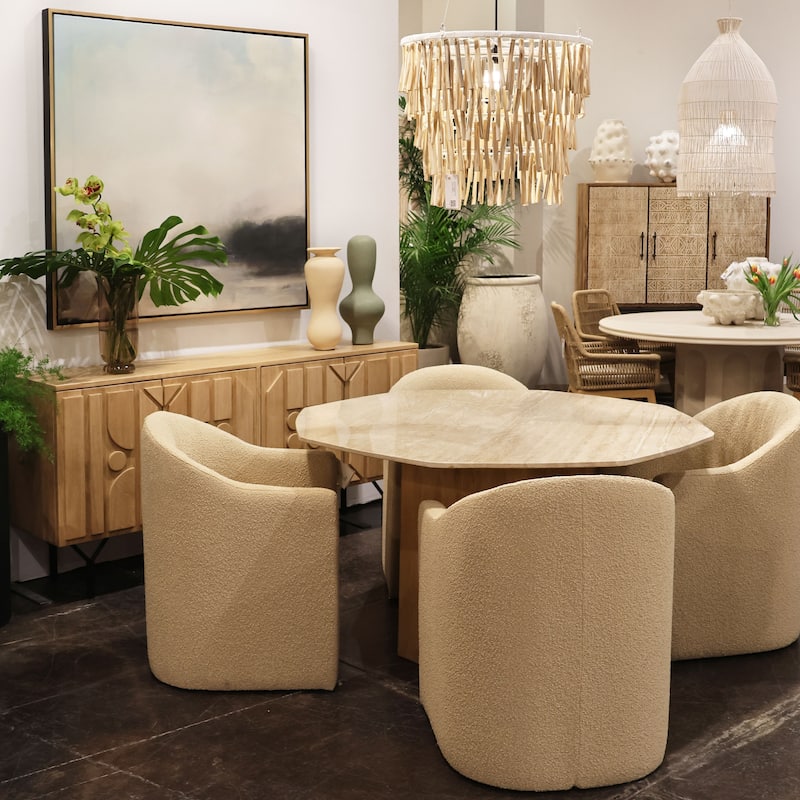 Tucker Pine Upholstered Dining Chair, Sand