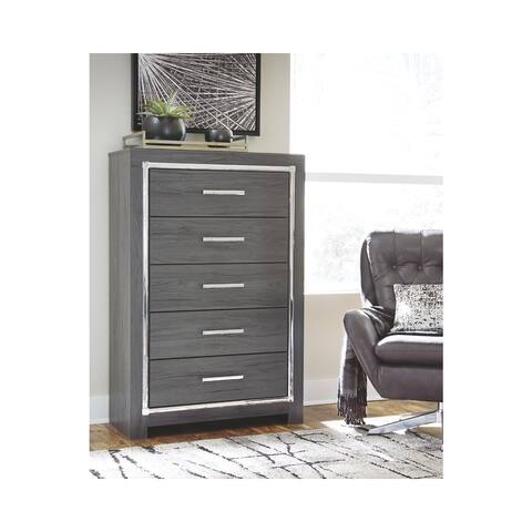Lodanna Five Drawer Chest - Contemporary Style - Gray